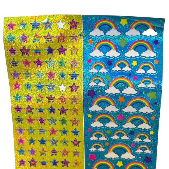 Lisa Frank Stickers Sparkly Rainbow Butterfly Puppy Cats Heart Purple Pink Blue - Picture 4 of 16